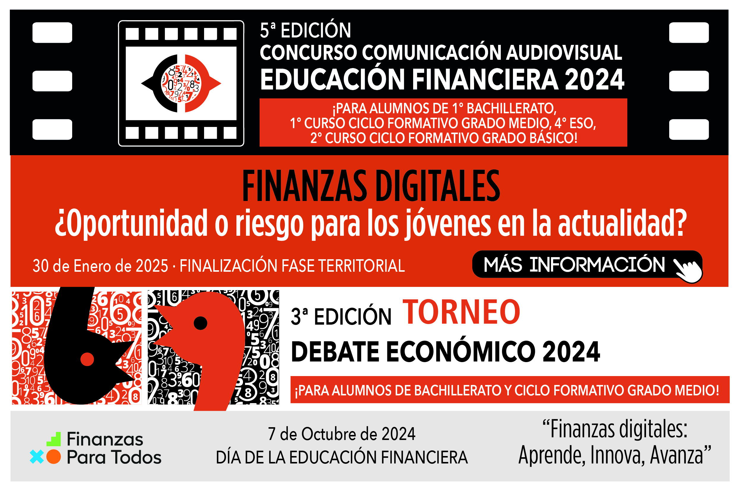 Cartel del concurso de educación financiera 2024 sobre finanzas digitales para jóvenes