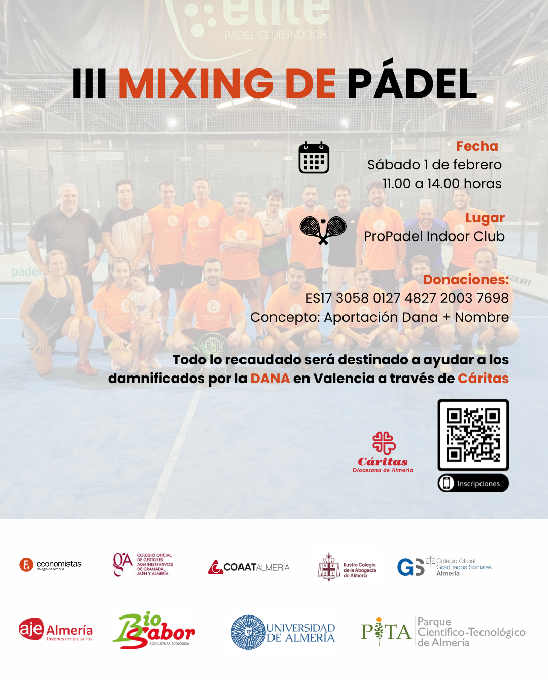 Cartel solidario del III Mixing de Pádel en apoyo a afectados por la DANA